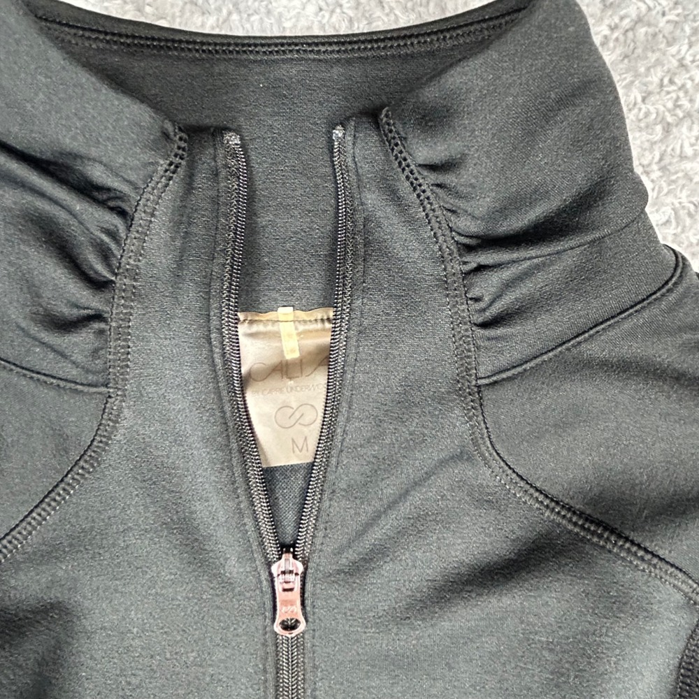 Calia Activewear Black Quarter Zip Long Sleeve Athletic Top Thumbholes Women's M - Picture 2 of 7